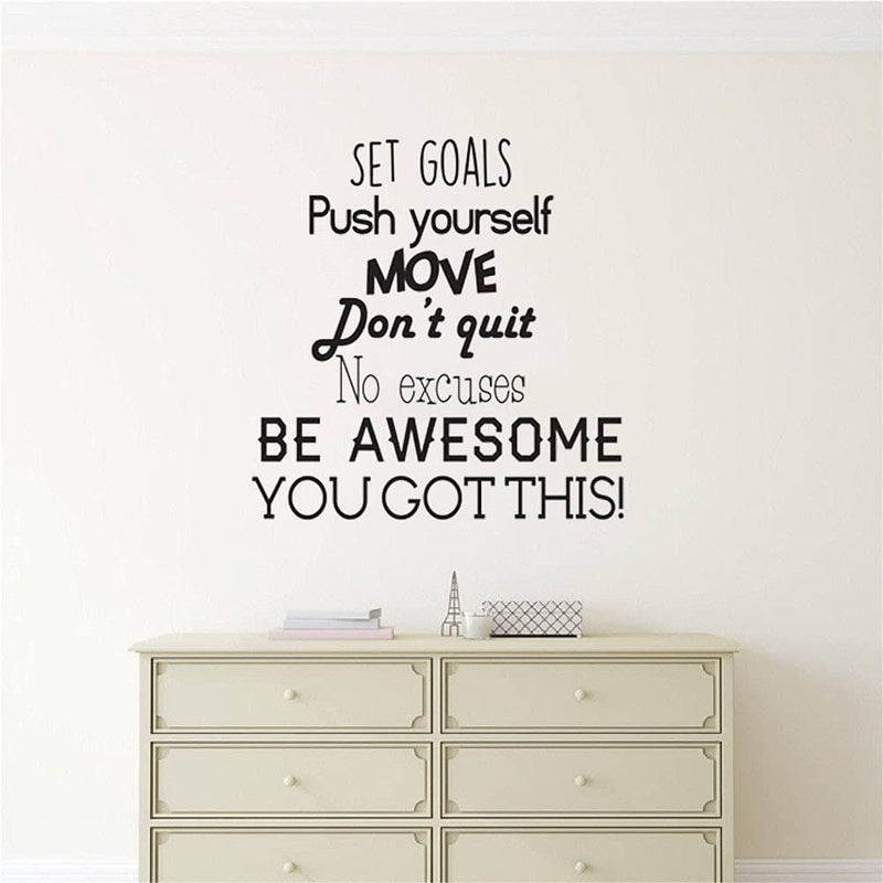 GADGETS WRAP Vinyl Decal Sticker Set Goals, Push Yourself, Don't Quit Inspirational Quotes (Item Finish Size : 55cm x 55cm)