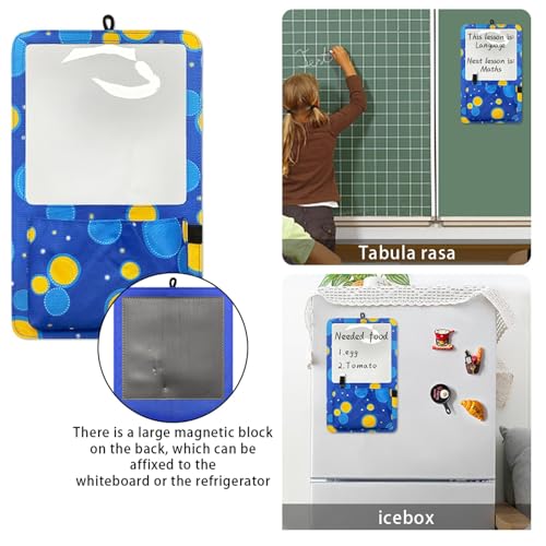 ATORSE® Magnetic Storage Pocket with Message Board for Fridge Whiteboard Home School blue