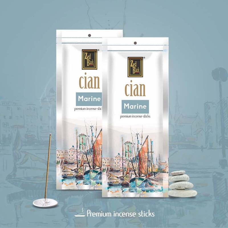 Zed Black Cian Incense Sticks Pack of 5 (in 5 Fragrances of Marine, Rose, Marigold, Lavender and Ivory)