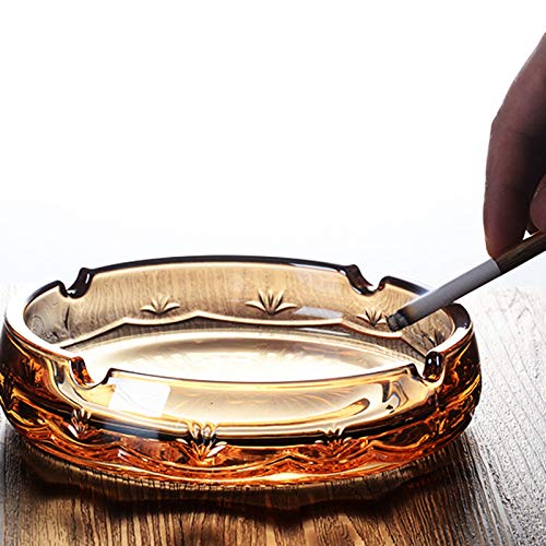 Sizikato Amber Crystal Glass Ashtray.