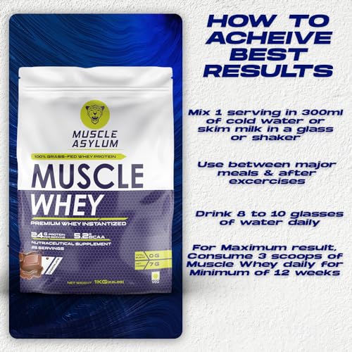 Muscle Asylum Premium Whey Protein l 1kg, 25 Servings l Double Chocolate l With Genuine Lab Reports l Muscle Building & Recovery | Increased Muscle