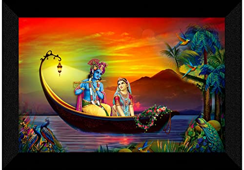 SAF paintings Pack of 1 Radha krishna religious modern art wall painting with framed for living room 11 inch x 14 inch CANFM31333