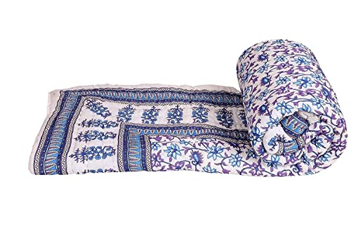 SAMRADHI Traditional Famous Jaipuri Beautiful Floral Print in Multi Colour Jaipuri Rajai/Razai/Quilt Single/Single Bed Quilt/Comforter/AC Quilt/AC Comforter