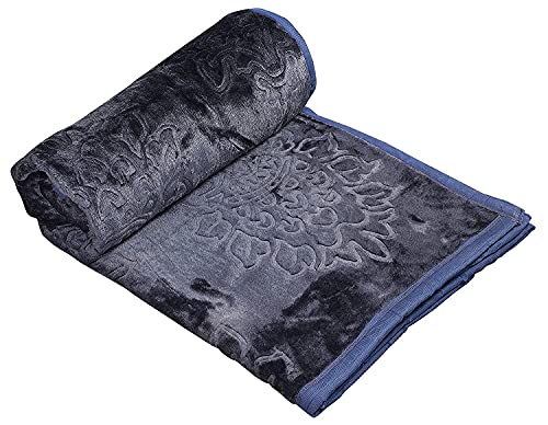 Akarshak Jaipuri Blanket | Organic |Pure Cotton | Super Soft Heavy Warm Blanket | Floral Embossed Design | Light Weight Rajasthani Cotton Blanket (Double Bed, Grey)