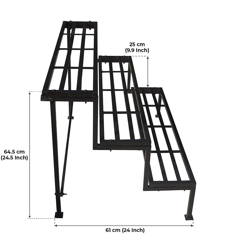 TrustBasket 3 Step Stand for Multiple Plants and Pots Stand, Indoor Shelf Holder Rack, Gardening Stand,indoor outdoor (Black) Premium Strong Durable Flower Pot Stand | Gamla Stand