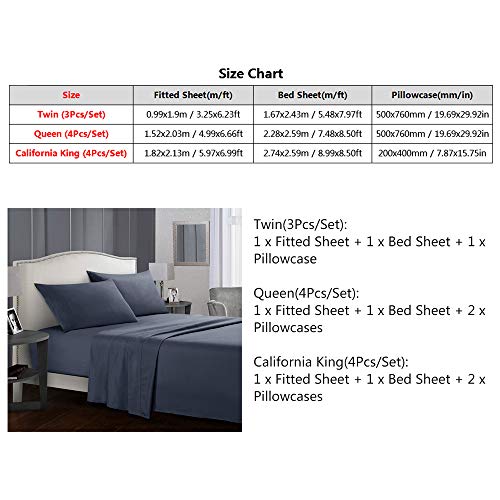 4Pcs/Set Fitted Sheet & Bed Sheet & 2Pcs Pillowcases Bedding Sets Solid Color Bedclothes Home Bedroom Supplies