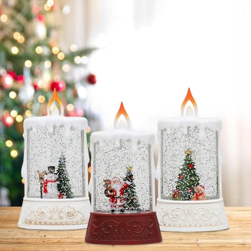 CALANDIS® Led Christmas Candle Snow Scene Decorative Candle for Indoor Festival Window Santa Claus | 1 Led Christmas Candle