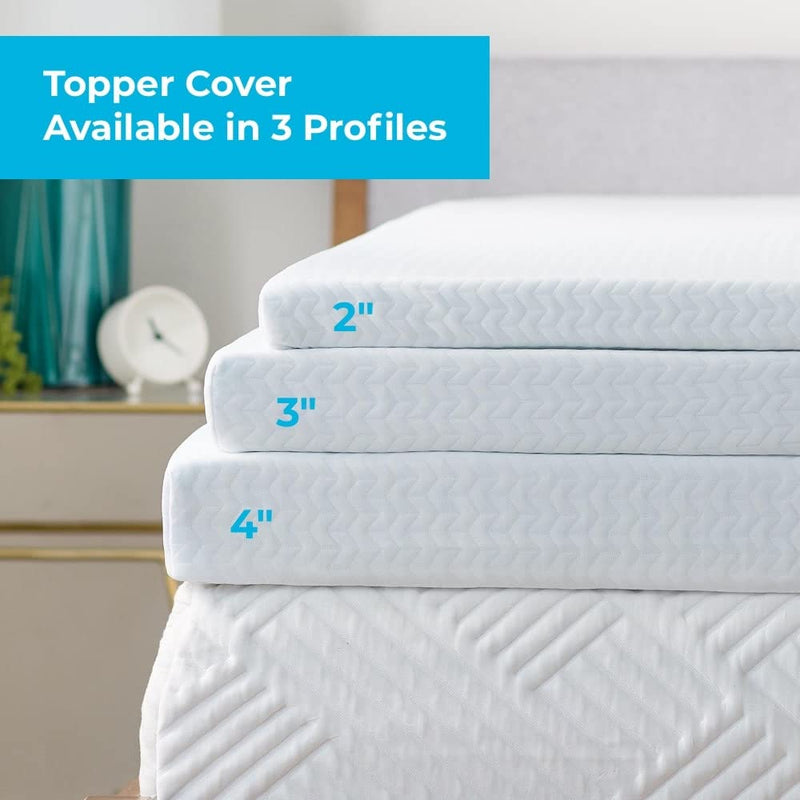 Linenspa 2 Inch Mattress Topper Cover Twin – Cover Only –Machine Washable – Breathable – Non Slip – Cover for Mattress Topper with Zipper – Topper Cover Only