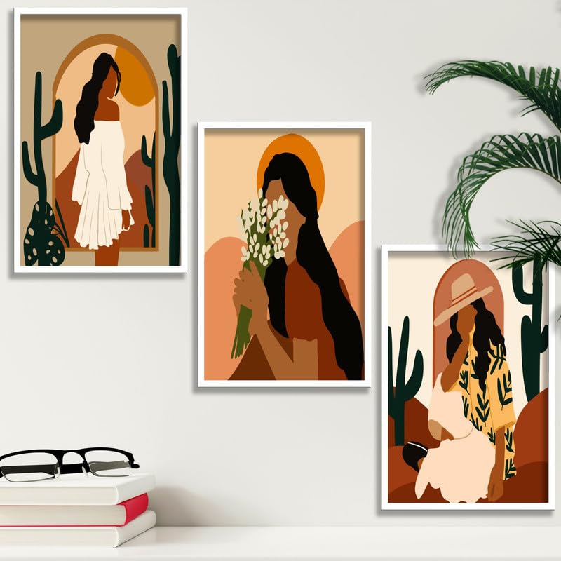 SAF paintings Set of 3 Modern Boho Art Wall Painting For Home And Office ol-COMBO-2087-K3