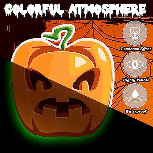 Chapou 24 Pcs Reflective Halloween Glow Car Magnets Halloween Glow Pumpkin Car Magnet Decal Set Waterproof Automotive Fall Pumpkin Magnet Party Supplies for Halloween Party