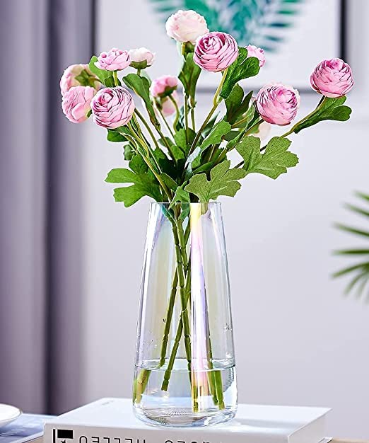 BELLU clear Glass vase for Decor Home Handmade Modern Large Flower vases for Centerpieces Living Room Kitchen Office Wedding 8.7 Inch