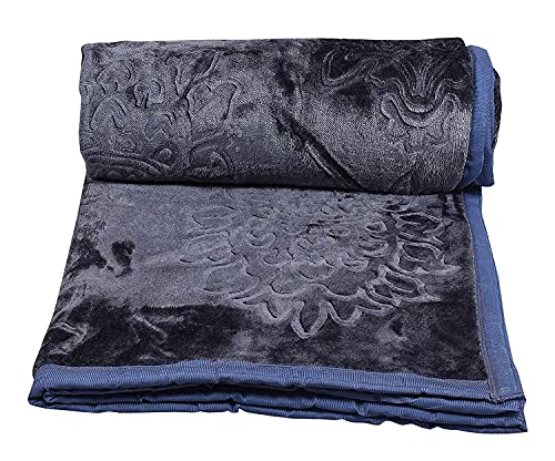 Akarshak Jaipuri Blanket | Organic |Pure Cotton | Super Soft Heavy Warm Blanket | Floral Embossed Design | Light Weight Rajasthani Cotton Blanket (Double Bed, Grey)