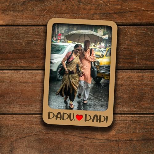 Zingy Gifts Premium Personalized Dadu Dadi Photo Fridge Magnets Set of 2