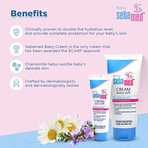 Sebamed Baby Cream Extra Soft 200m|Ph 5.5| Panthenol and Jojoba Oil|Clinically tested| ECARF Approved