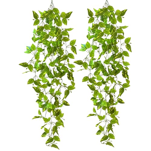 Tdas Artificial Plants Leaves Hanging Ivy Garlands Plant Greenery Vine Creeper Home Decor Door Wall Balcony Decoration Party Festival Craft (Design3 (2 Pieces))