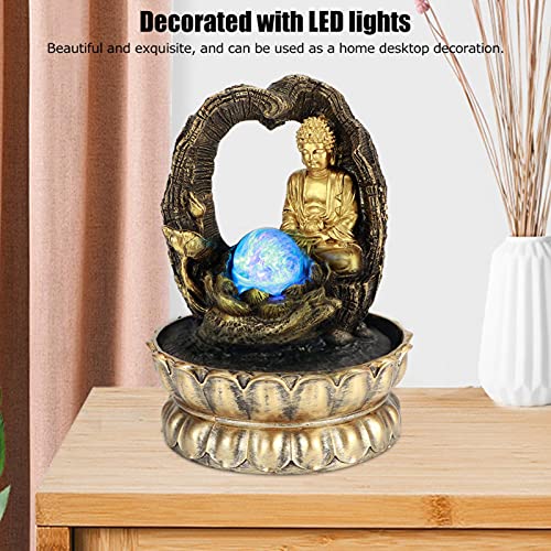 Ubersweet® Indoor Fountain Tabletop, Tabletop Fountains Resin Tabletop Fountain Buddha Statues Ornaments for Bedroom for Living Room(