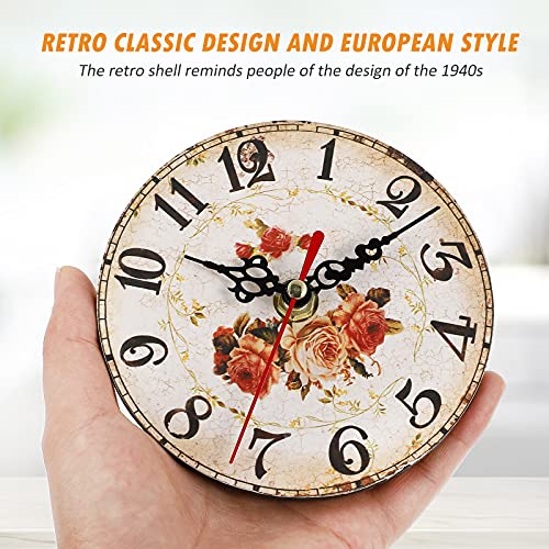 Artibetter Wooden Clock Adornment Silent Tabletop Classic Style Clock Decor Ornament