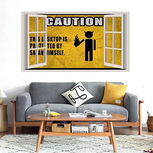 GADGETS WRAP Printed Wall Decal Sticker Fake Window Style Decal (90cm x 50cm) - Satan (2)