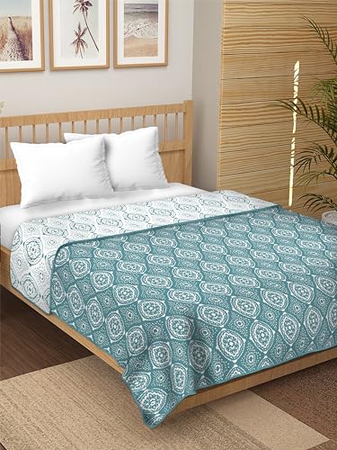 Dream Dwell 100% Pure Cotton Reversible Dohar/AC Blanket for Double Bed |All Weather Light Weight | Floral Design Dohar| Pack of 1-Pearl River