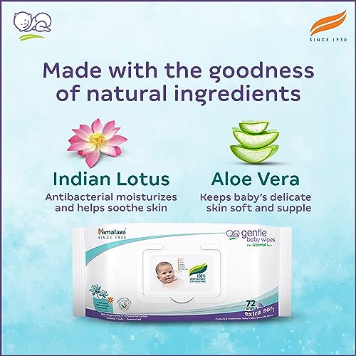 Himalaya Gentle Baby Wipes, 72 Wipes