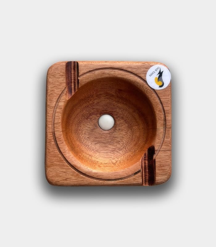 OAK LORES Handcrafted Wooden Ashtray - Square Design, Solid Wood, 3.5 inches x 3.5 inches - Elegant Home Decor & Gift Item