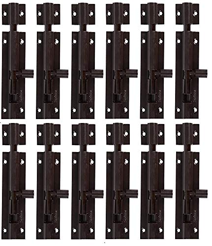 ACE Aluminum Tower Bolt (Color: Brown) (Pack of 12-Pieces) (3 Inches)