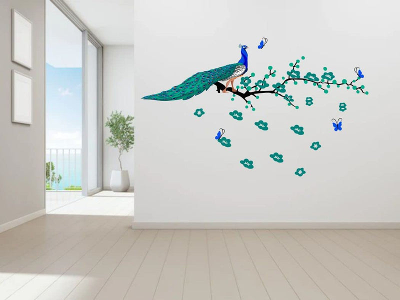 Delight Art Tree with Peacock and Butterfly Design Wall Sticker Size - (122 * 74) cm Model id - (DAMC00242L)