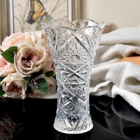 Centre Table Living Room Decor Large Vase Crystal Clear Glass 12 Inch Flower Vase Tall Pot for Home Office