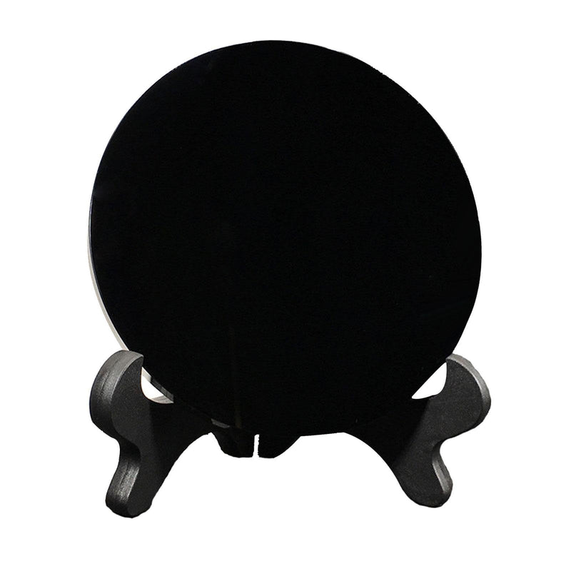 SECRET DESIRE Black Obsidian Disc Obsidian Scrying Mirror for Meditation Home Office Decor Diameter 20Cm