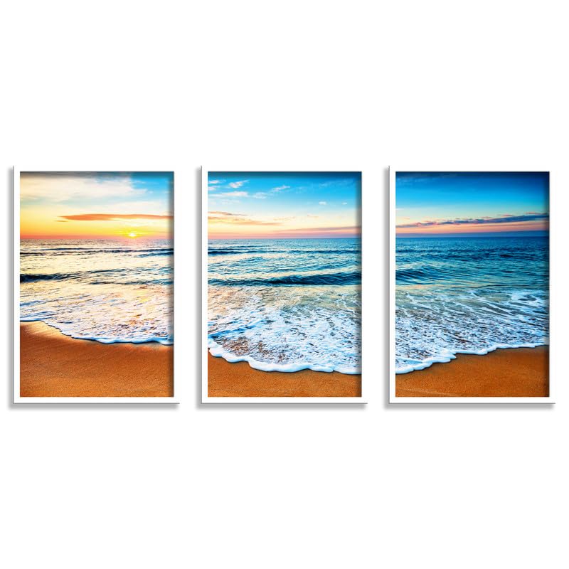 SAF paintings Set of 3 Sea and waves Wall Painting for Home Decoration SA-WHITEMX33599