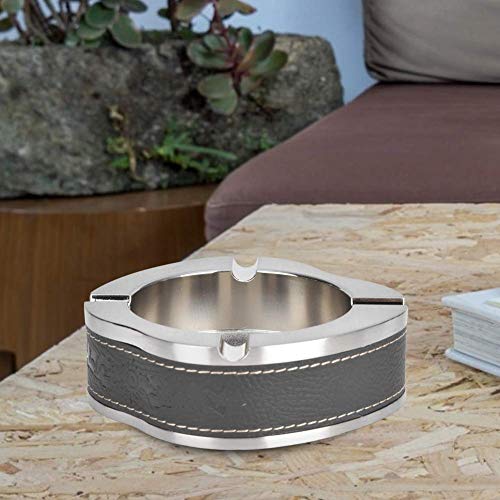 MOON WORLD Brushed Processing PU Leather Ashtray, Integrated Structure Ashtray Delicate Hotel for Living Room Office KTV