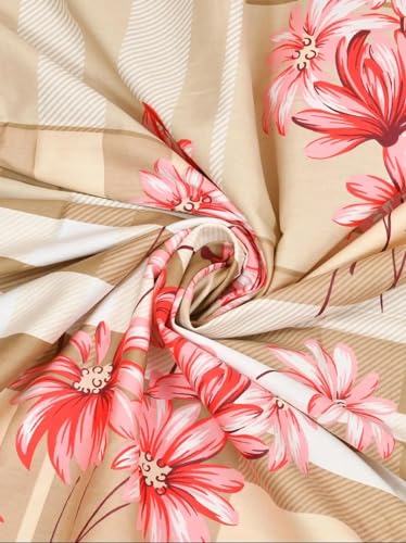 Bombay Dyeing Satin Silk 220 TC 100% Cotton with Super Soft Satin Feel King Bedsheet with 2 Pillow Cover (Beige)