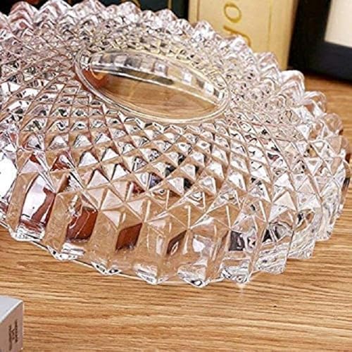 Crystal Glass Round Tabletop Ash Tray Glass Ash Tray for Cigarette, Cigar Smoking for Home, Car, Balcony, Crystal Clear Big Size Square Ash Tray Crystal Quality Glass Ash Tray (Round Creystal)