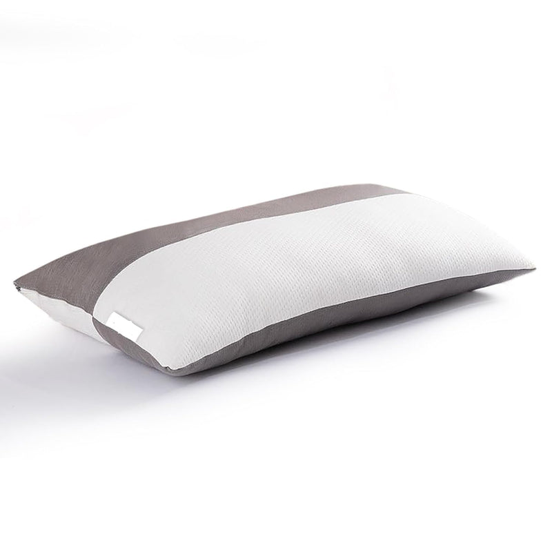 Height Adjustable Hollow Fibre Sleeping Pillow with Zip | Set of 1 (White and Grey, 27 x 16 Inches) 3 Months Warranty (1)