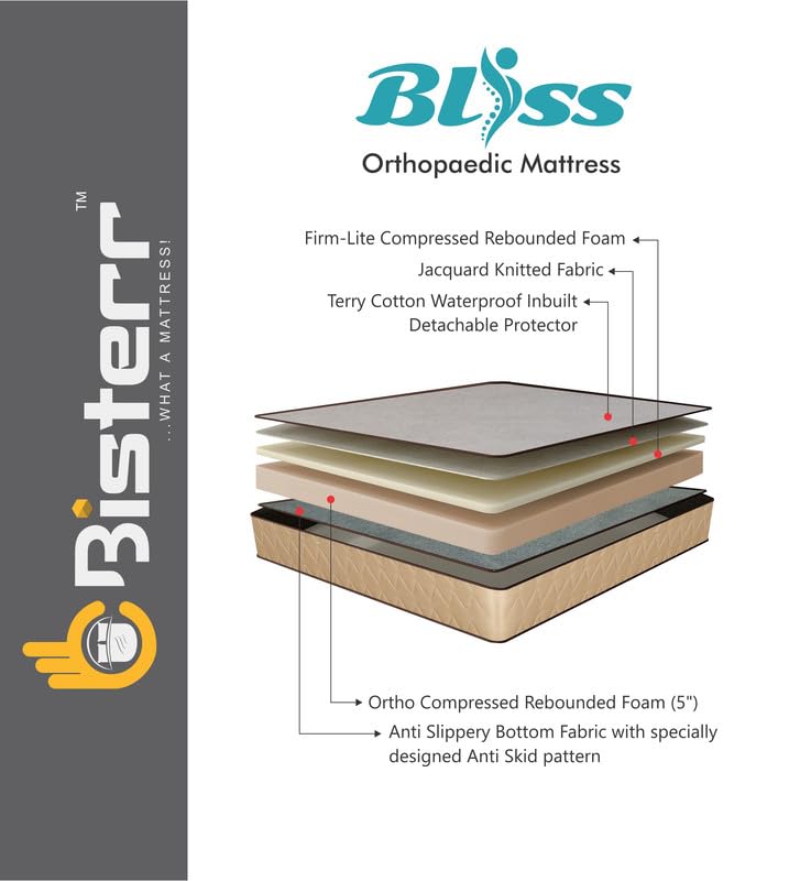 Bisterr Bliss Premium Orthopedic with Ergonomic Support Mattress (King)(72 * 71 * 6)