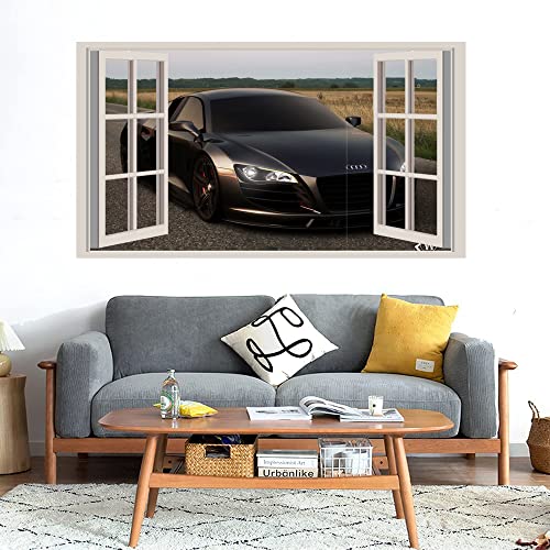 GADGETS WRAP Printed Wall Decal Sticker Fake Window Style Decal (90cm x 50cm) - r8 matt Schwarz Black