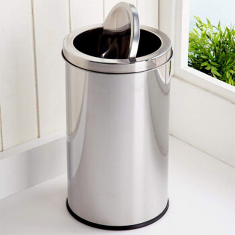 PARASNATH Stainless Steel Swing-Lid Dustbin (Silver, 18 L, 10 x14 inch)