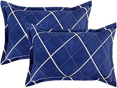 Kuber Industries 144 TC Glace Cotton Geometric Design Double Bedsheet with 2 Pillow Covers (Blue, Full King Size, Hs_37_Kubmart020129)