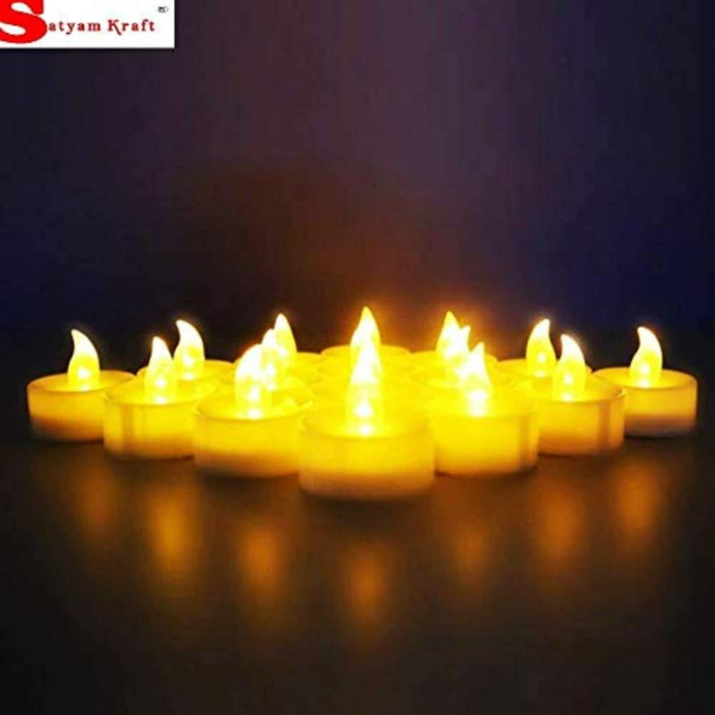 Satyam Kraft Led Tea Light Candle Diya for Diwali Decoration -Yellow (Box Of 24)