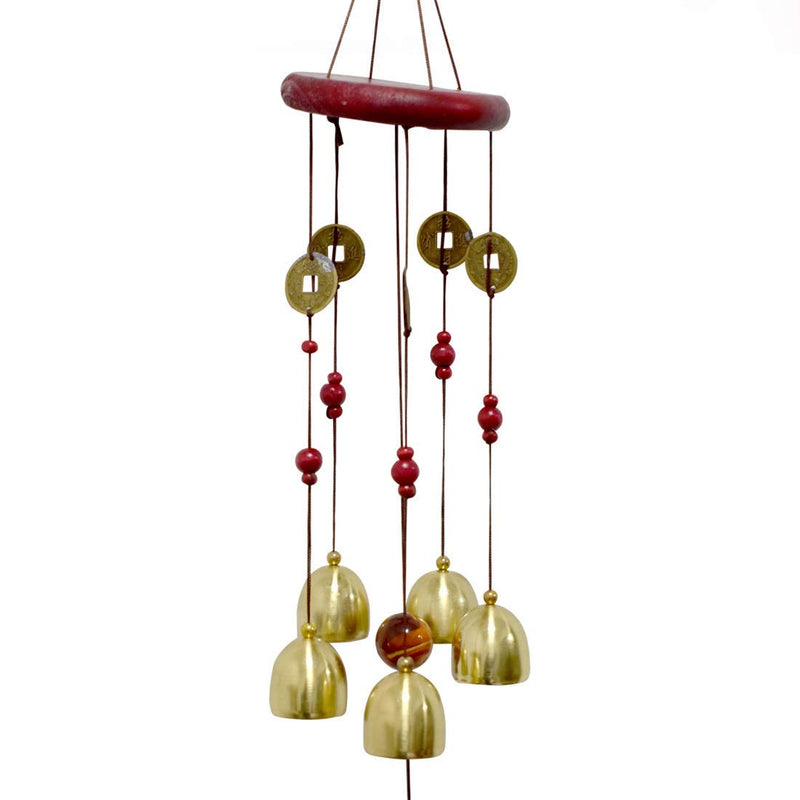 Dalvkot Vastu 5 Coins & Bells with Ball Wind Chimes for Balcony, Living Room, Bed Room Home Decor and Positive Energy