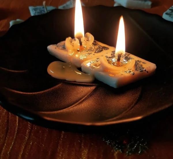 Diwali Delights: Kaju Badam Katli Barfi-Shaped Soy Wax Candles - Set of 4 for Festive Gifting and Home Decoration