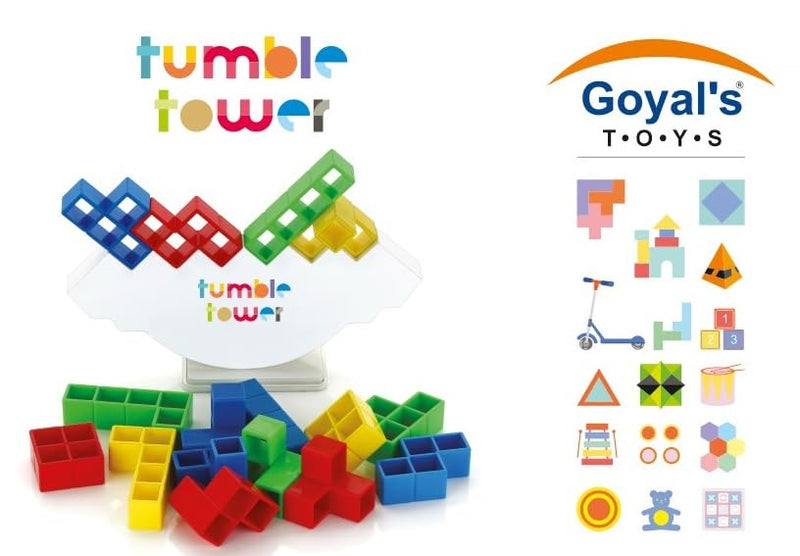 Goyal's Tetra Tower Game 16 Pcs Stack Tower, Swing Stack High Child Balance Building Block 2 Players+ Interactive STEM Toy for Family, Travel, Parties for Adults & Kids