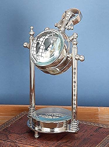 Home Decor Instrument Brass Table Clock with Compass