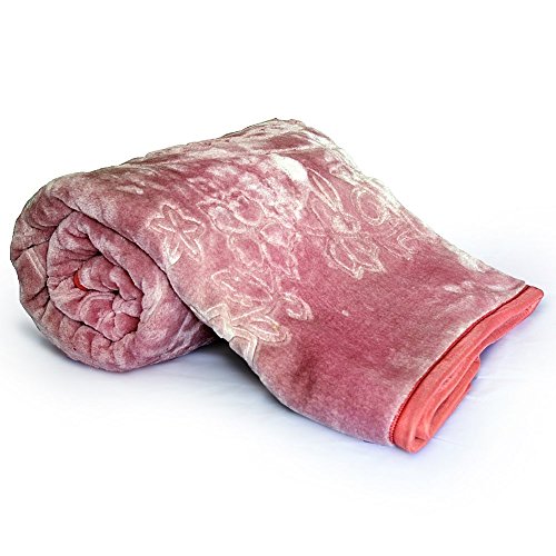 Little India Embossed Design Soft Mink Microfibre Double Blanket - Pink