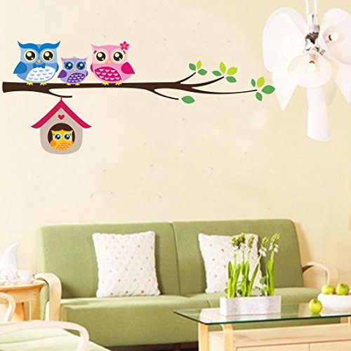 Owls Cute Famliy Self Adhesive VinylWaterproof Decorative Wall Stickers for Hall, Bedroom, Kitchen and Furniture