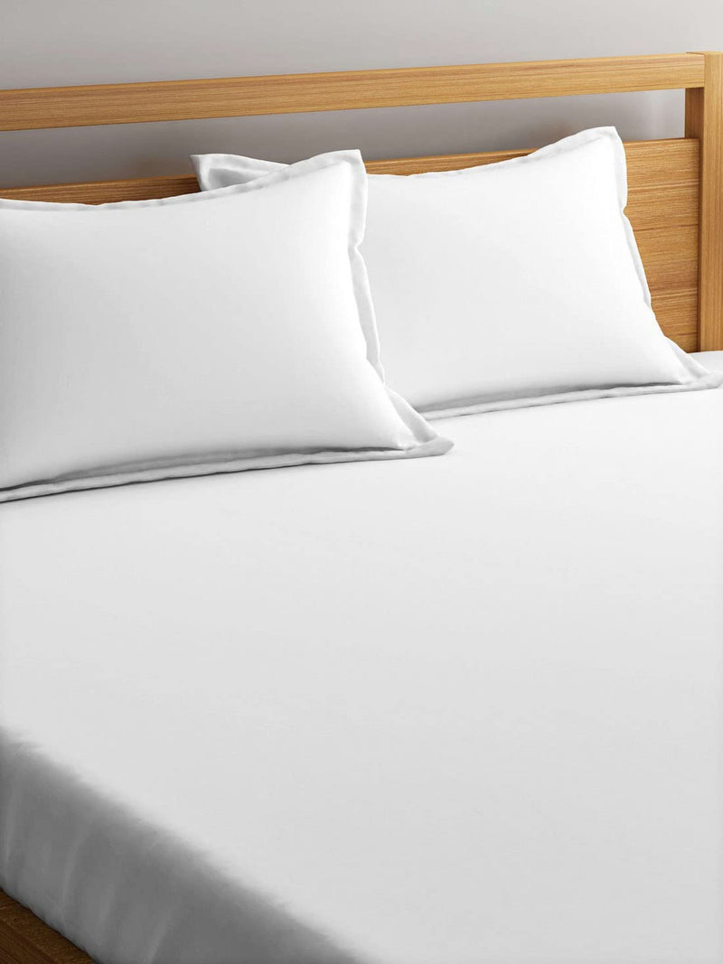 ROMEE 17 x 27 Inches Polycotton Fabric Soft Microfiber Bed Pillow Set of 2 (White)