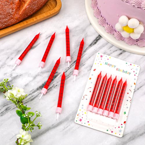 12pcs Spider Themed Birthday Candles, Red Spider Web Candles Cake Topper Candle Birthday Cake Decorations for Spider Themed Birthday Party Halloween Party Decor