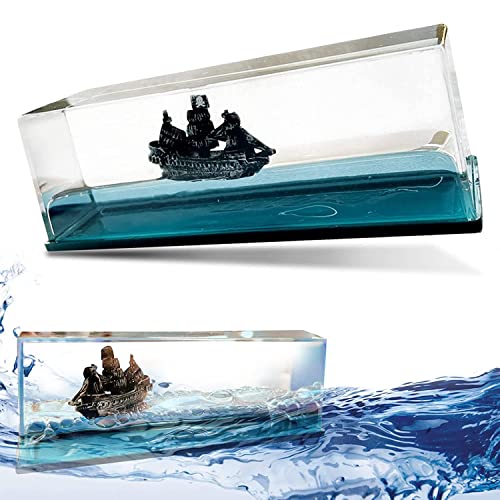 SOCHEP Soft Liquid Wave Cruise Ship Decoration, Pirate Cruise Ship That No Longer Sinks, for Car Dashboard Decorative Showpiece