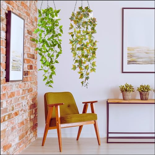 Tdas Artificial Plants Leaves Hanging Ivy Garlands Plant Greenery Vine Creeper Home Decor Door Wall Balcony Decoration Party Festival Craft (Design3 (2 Pieces))