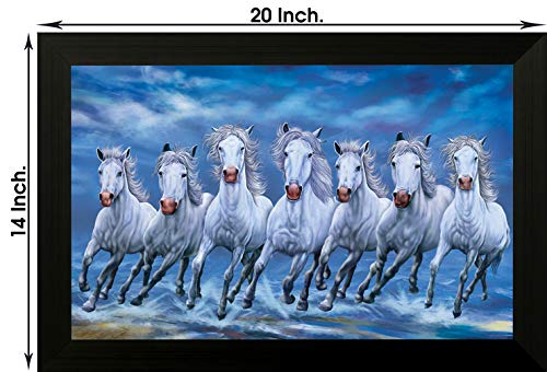 SAF 1 Art of Creations Vastu Seven Running Horses UV Textured Framed Digital Reprint 14 Inch X 20 Inch Painting